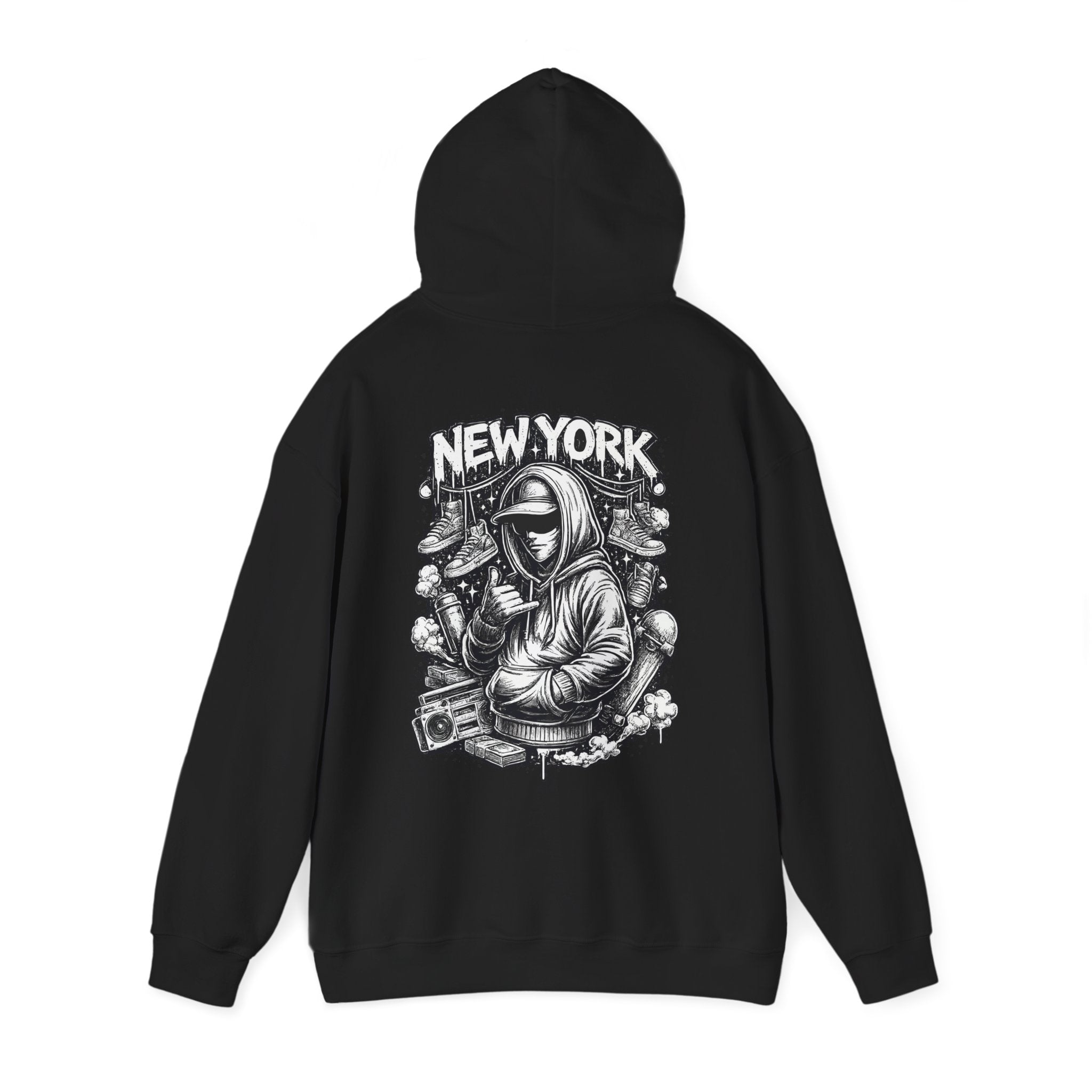 Hoodie New York Streetwear Graphic Hoodie Rooftop Graffiti DJ Design
