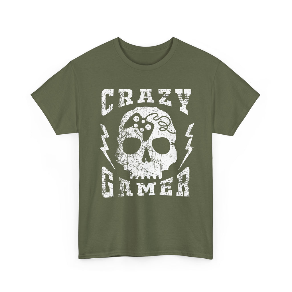 Crazy Gamer T Shirt Skull Gaming Tee Funny Gamer Shirt Video Game Gift for Gamers Streetwear Graphic Tee