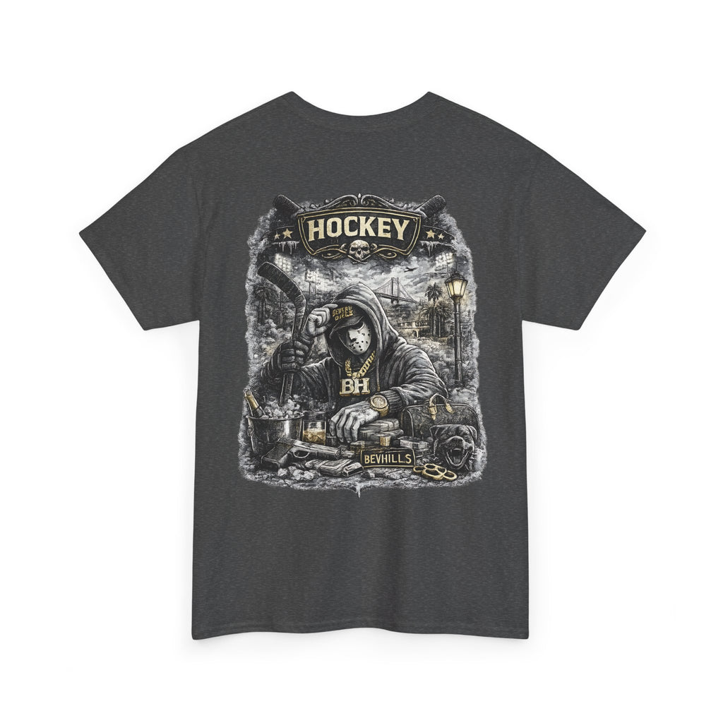 Hockey Streetwear T-Shirt Oversize Black  Urban Dark Graphic Tee Hip Hop Street Style Back Print Luxury