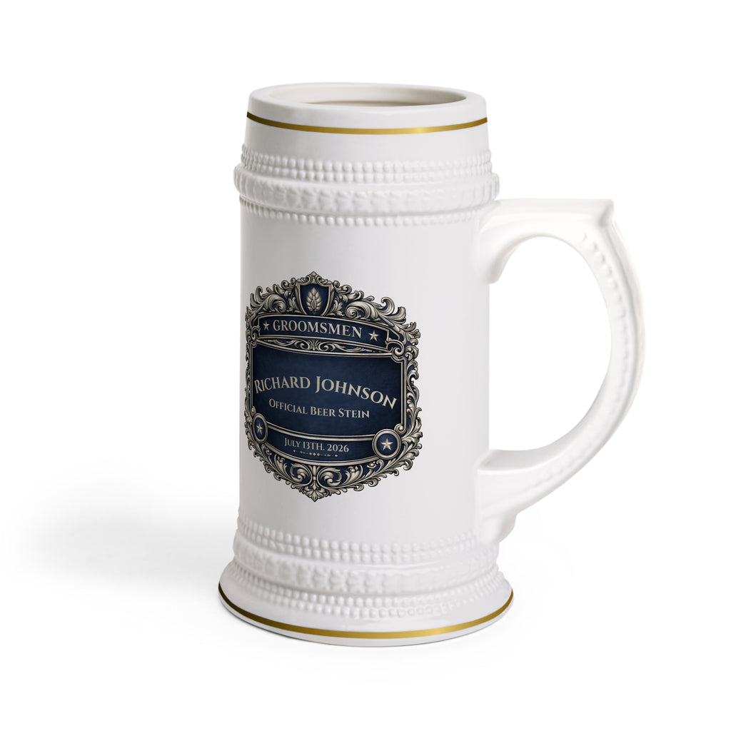 Personalized Groomsmen Beer Stein 22oz - Custom Name Wedding Beer Mug