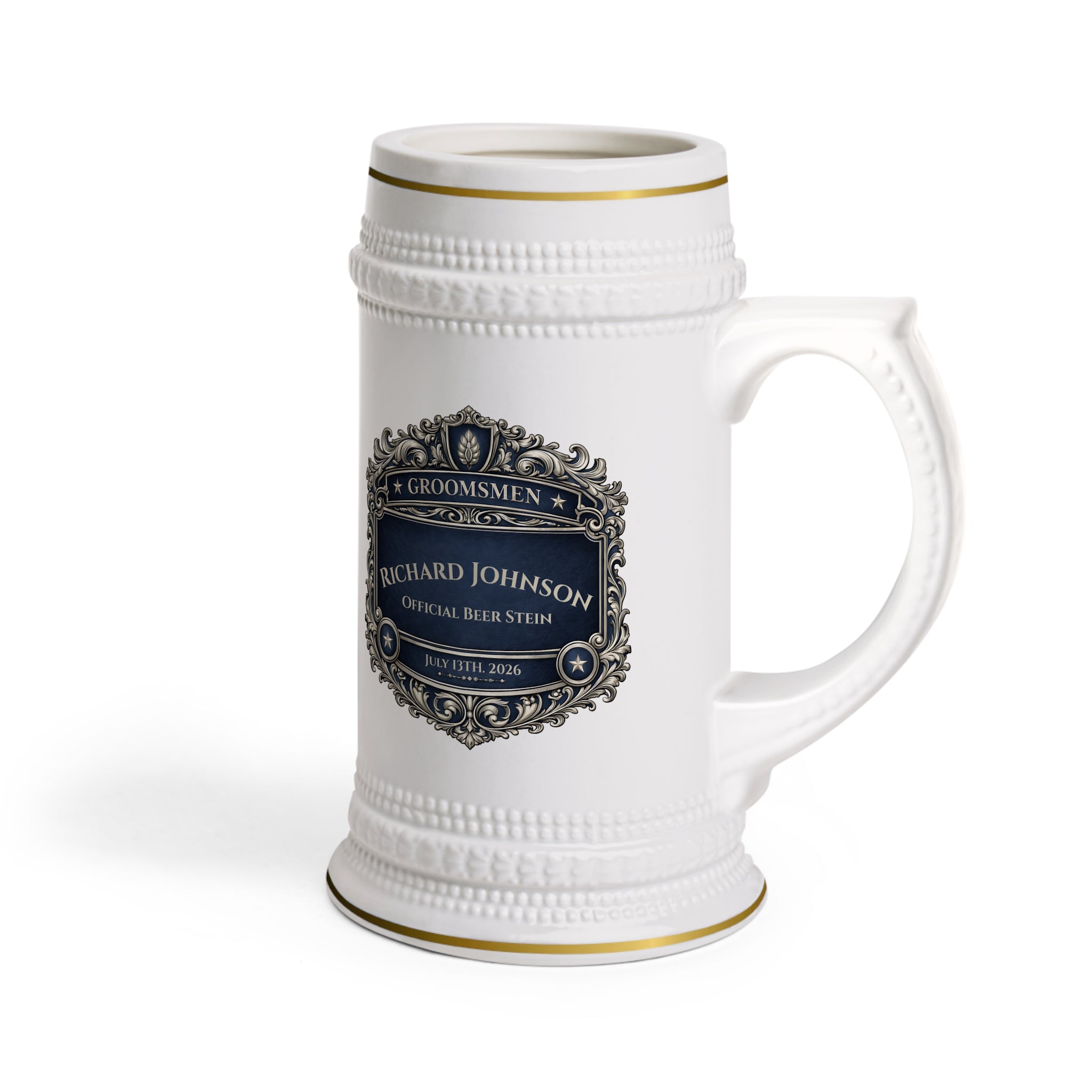 Personalized Groomsmen Beer Stein 22oz - Custom Name Wedding Beer Mug