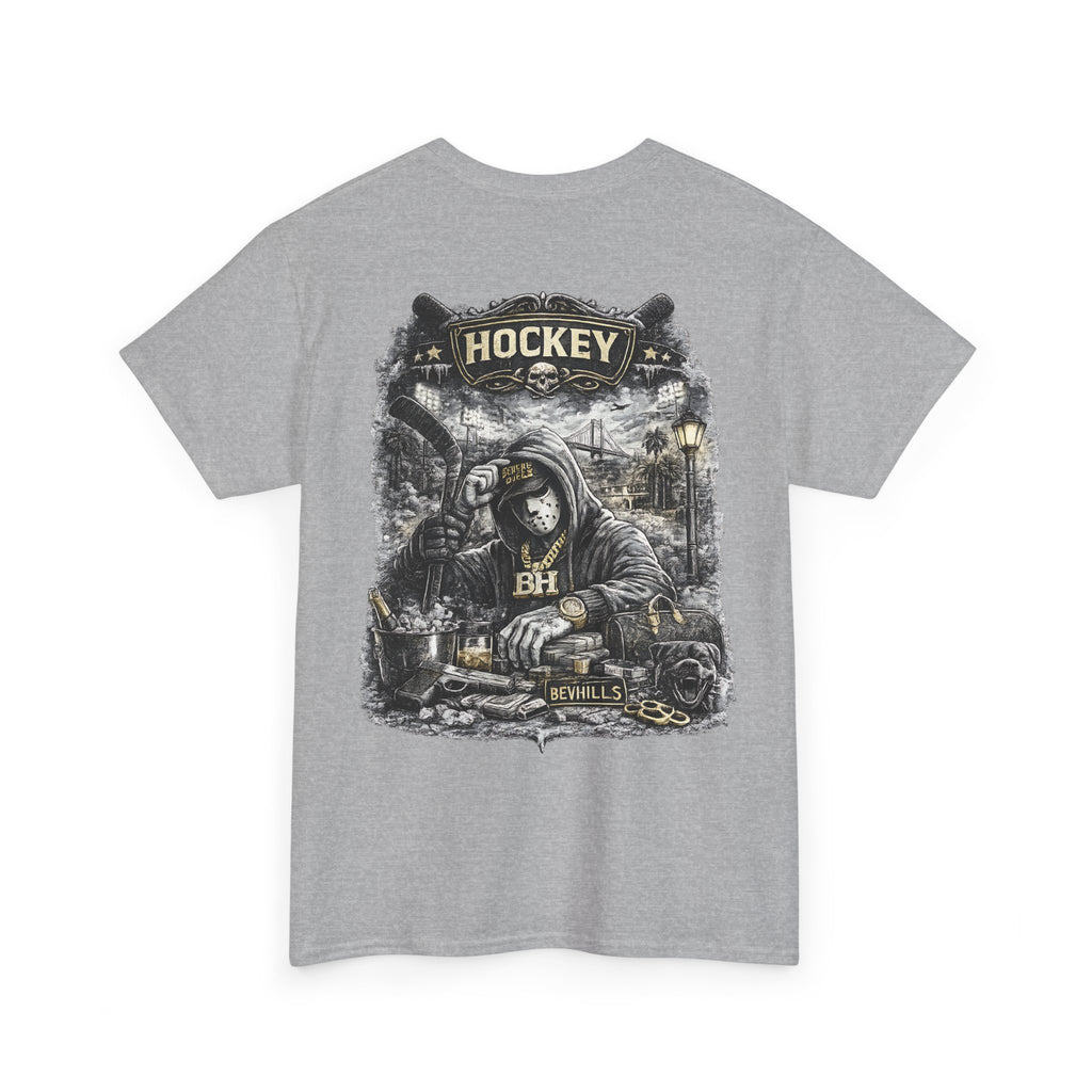 Hockey Streetwear T-Shirt Oversize Black  Urban Dark Graphic Tee Hip Hop Street Style Back Print Luxury