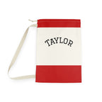 Red Stripe Personalized Laundry Bag | Drawstring Canvas Laundry Sack