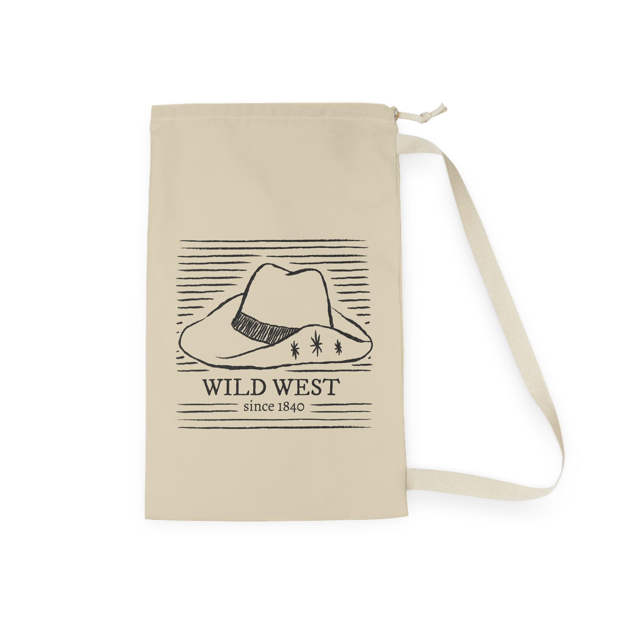 Wild West cowboy hat Laundry Bag | rustic western illustration, canvas drawstring
