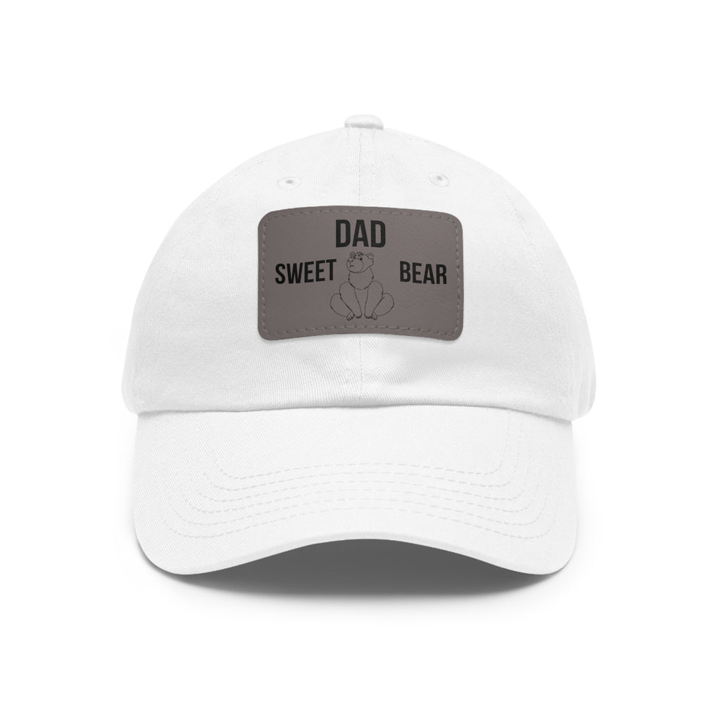 Dad Hat with Leather Patch Dad Sweet Bear Embroidered Cap