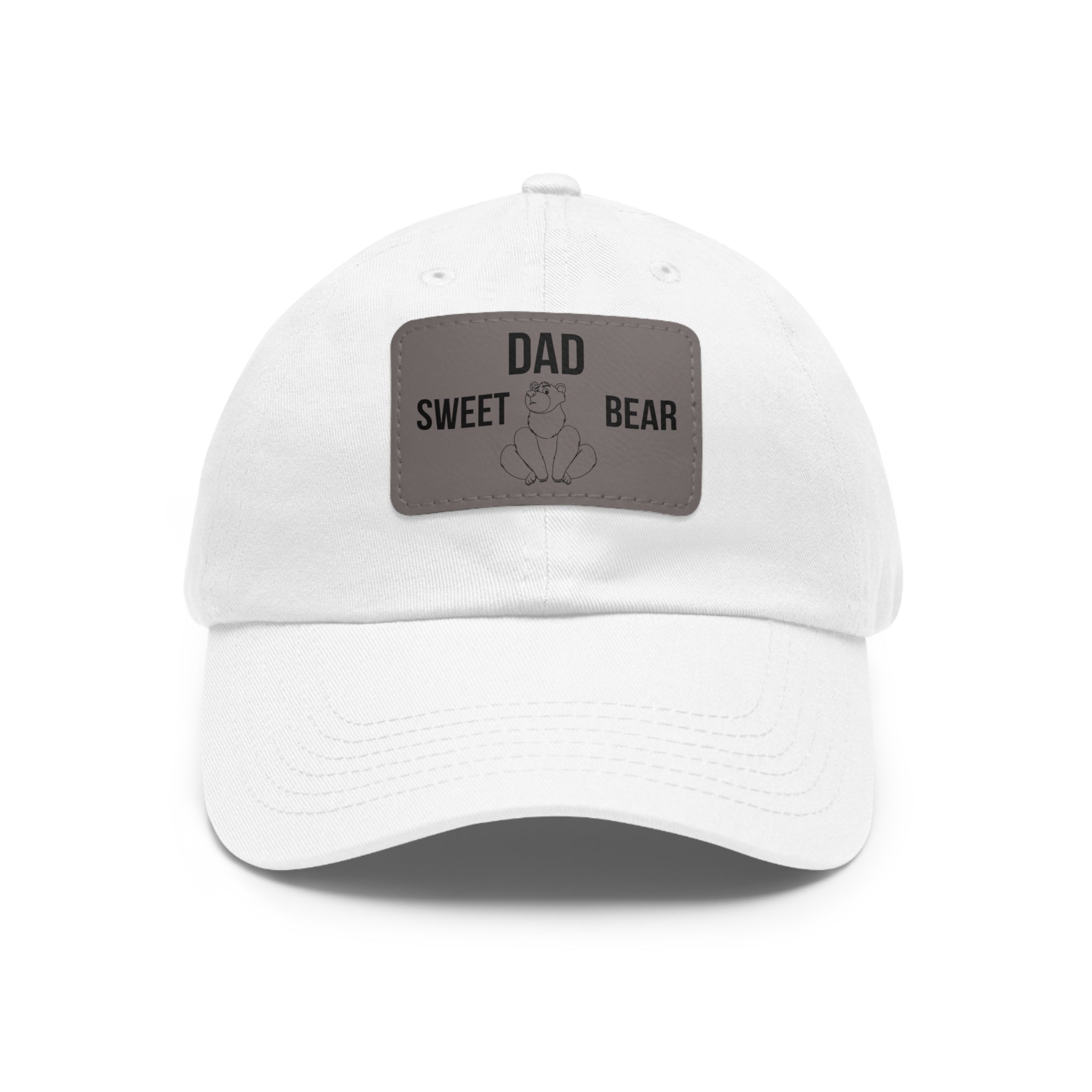Dad Hat with Leather Patch Dad Sweet Bear Embroidered Cap