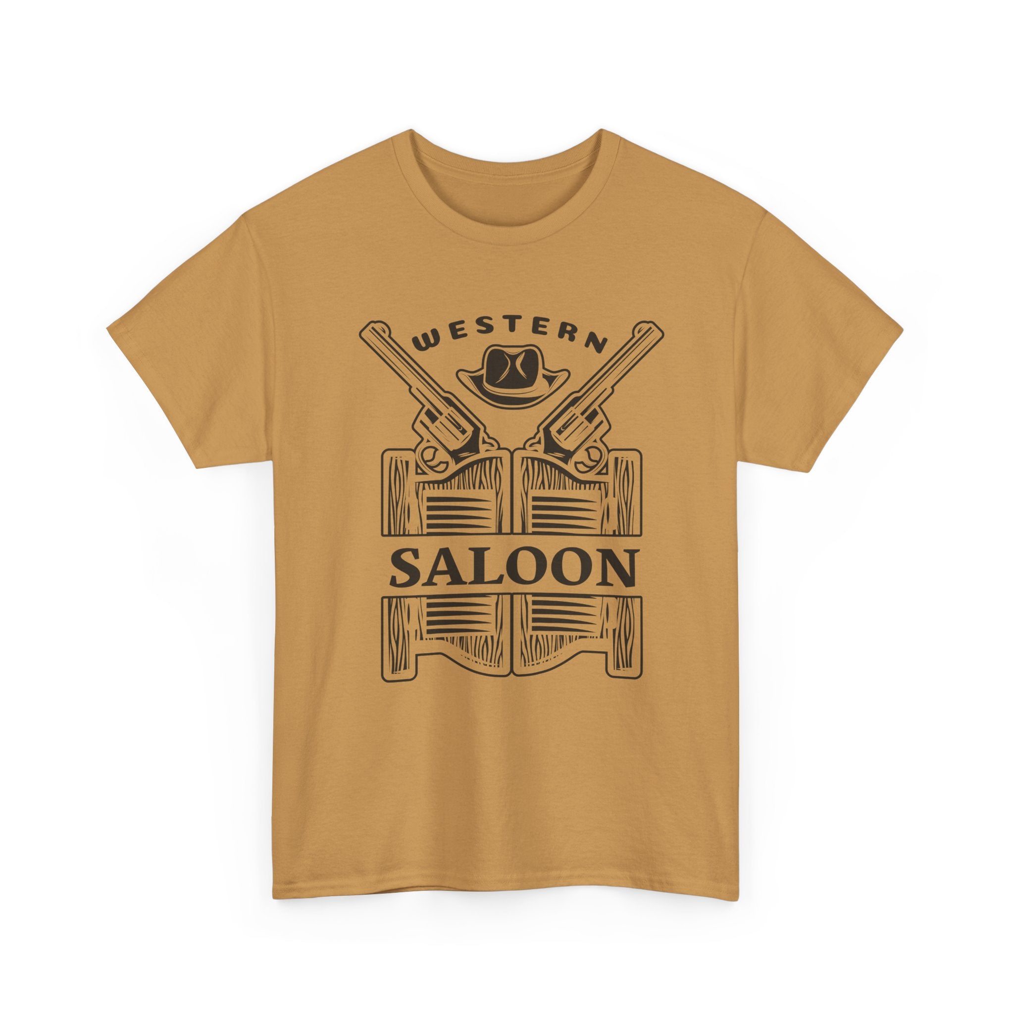 Western Saloon T-Shirt  Vintage Cowboy Guns & Hat Graphic Tee