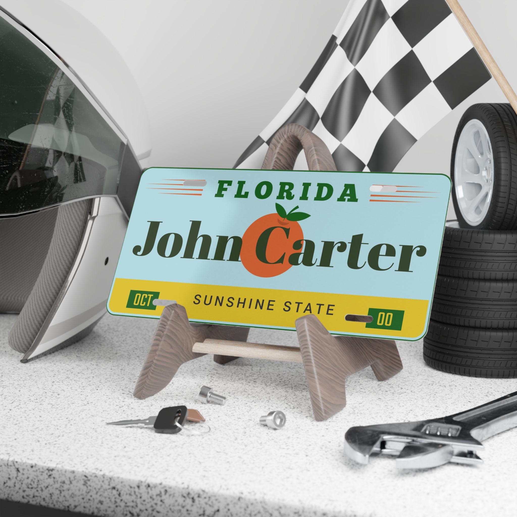 Personalized Florida License Plate Sign | Custom Name Sunshine State Wall Decor | Vintage Florida Metal Sign