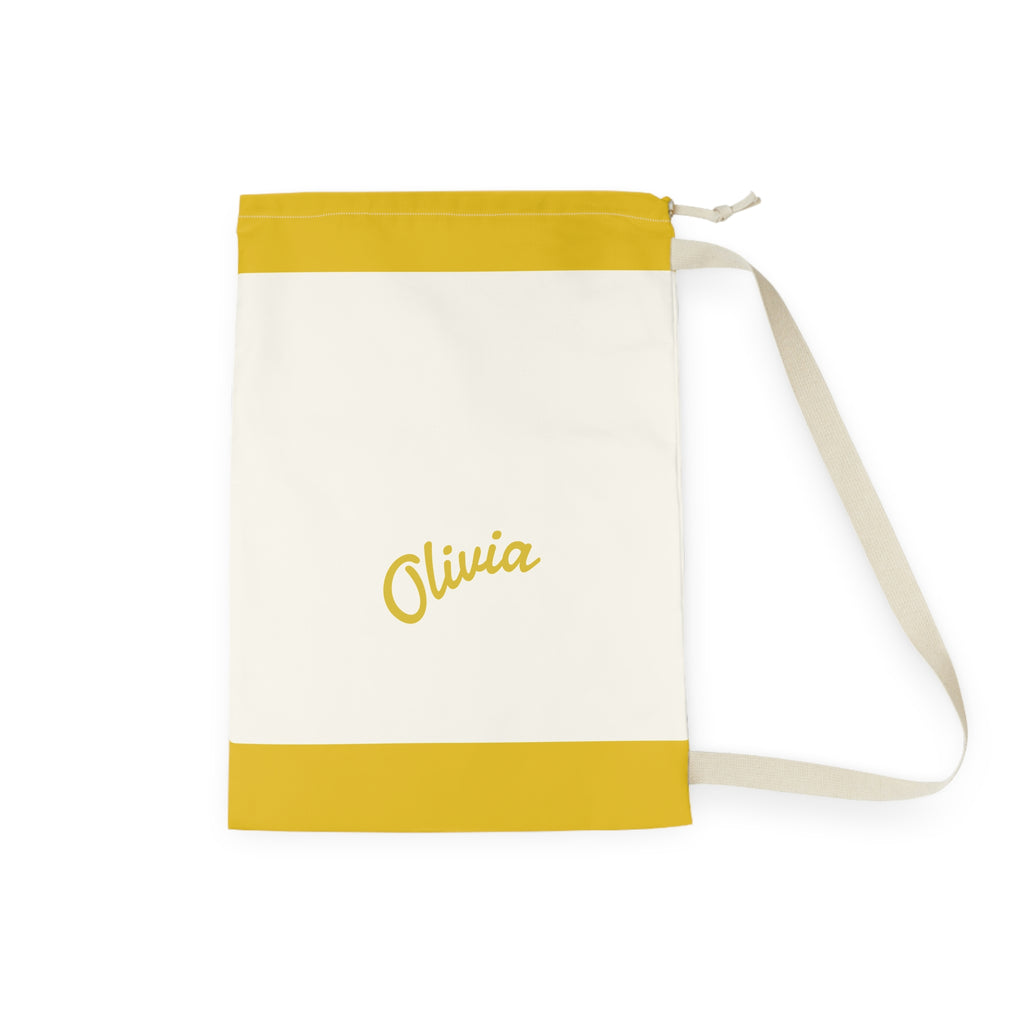 Personalized Laundry Bag | Custom Canvas Drawstring Laundry Bag | Large Reusable Laundry Sack | Personalized Yellow Canvas Laundry Bag