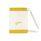 Personalized Laundry Bag | Custom Canvas Drawstring Laundry Bag | Large Reusable Laundry Sack | Personalized Yellow Canvas Laundry Bag