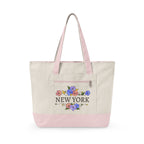 New York floral script Zippered Canvas Tote | city bouquet design