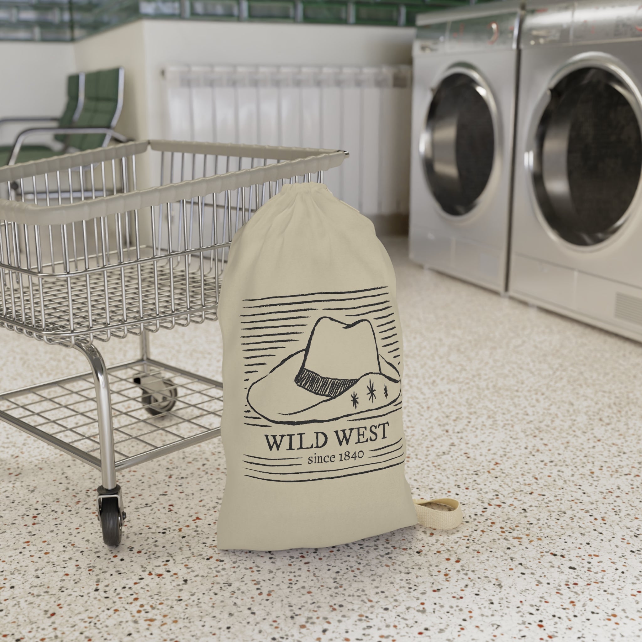 Wild West cowboy hat Laundry Bag | rustic western illustration, canvas drawstring