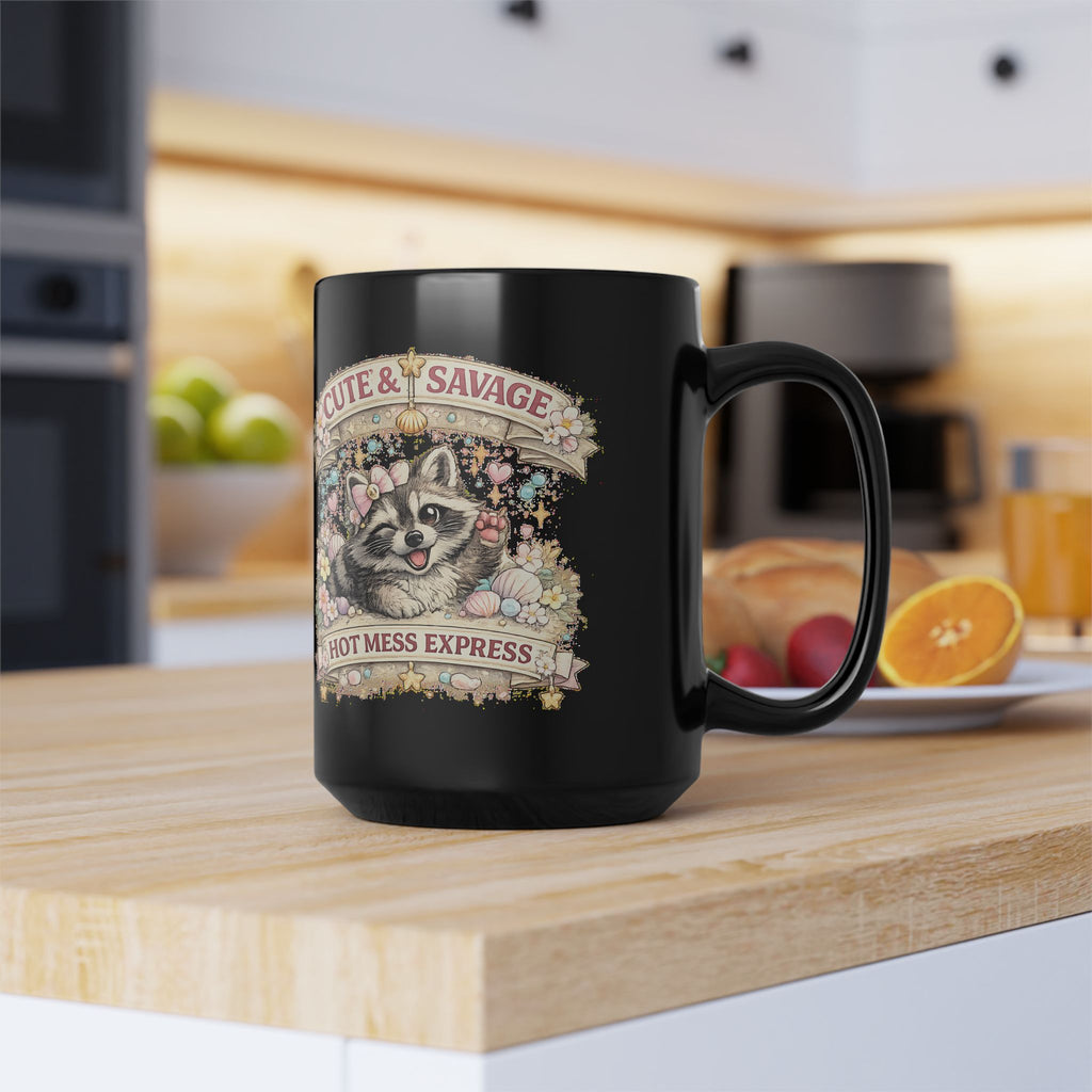 Cute and Savage Hot Mess Express Mug Funny Raccoon Coffee Cup Gift for Her