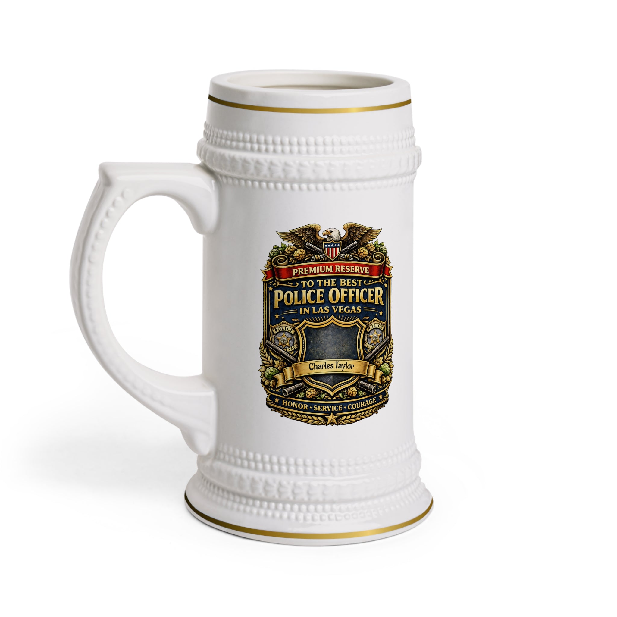Personalized Las Vegas Police Officer Beer Stein 22oz - Custom Name Cop Mug