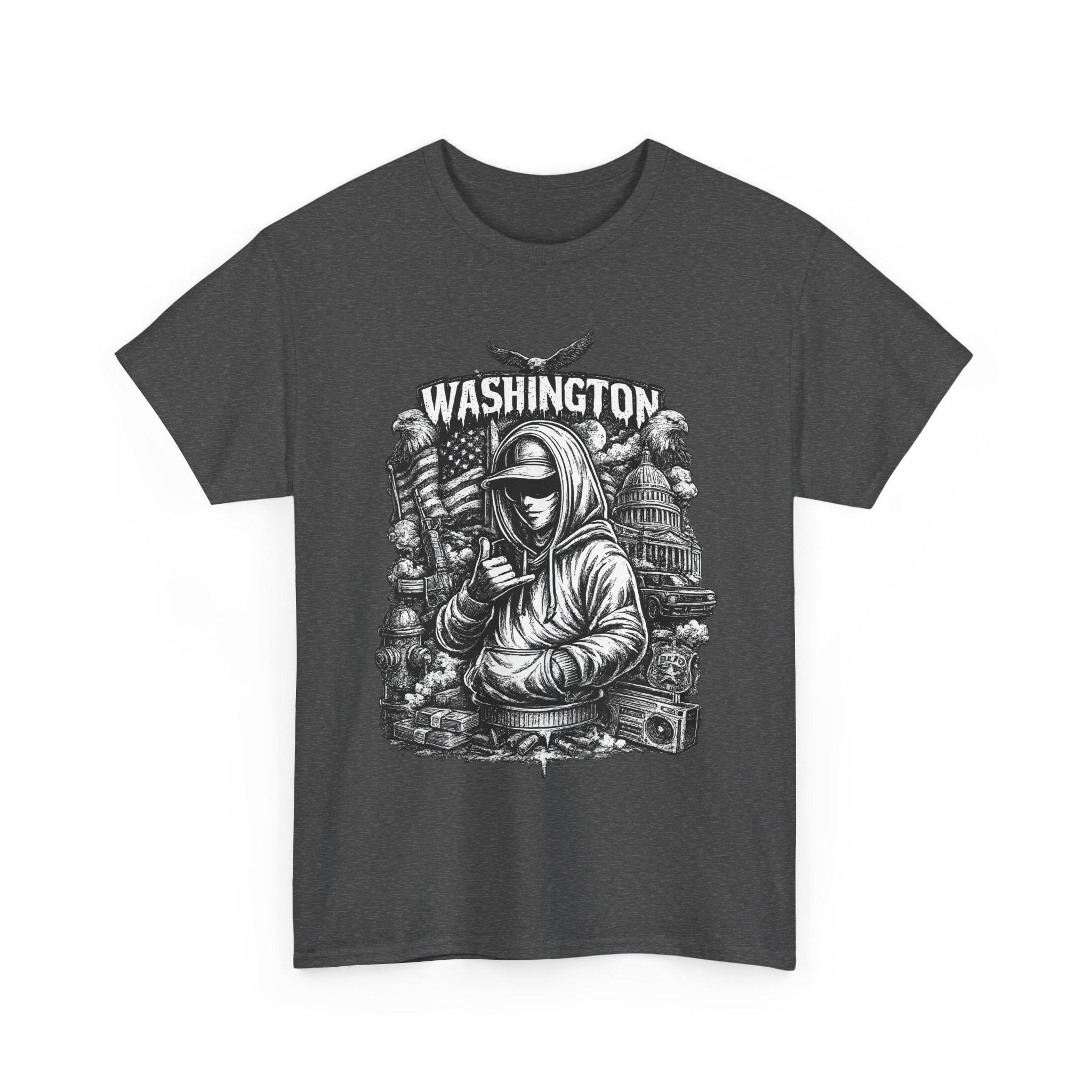 Washington DC T Shirt Streetwear Graphic Tee, Urban City Shirt Black, Dark Street Style Unisex Gift