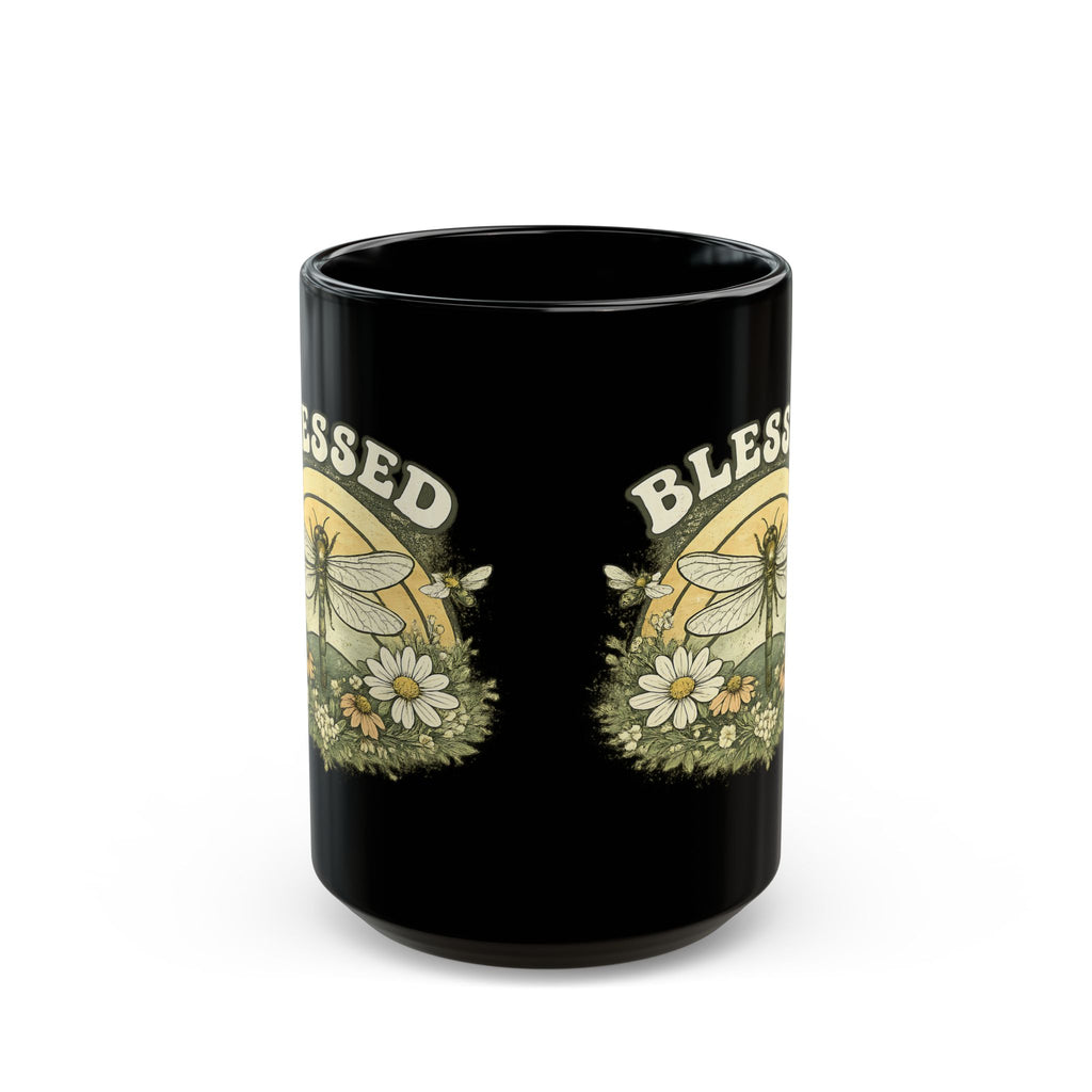 Blessed Dragonfly Mug Floral Faith Coffee Cup Boho Nature Gift for Her