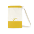 Personalized Laundry Bag | Custom Canvas Drawstring Laundry Bag | Large Reusable Laundry Sack | Personalized Yellow Canvas Laundry Bag