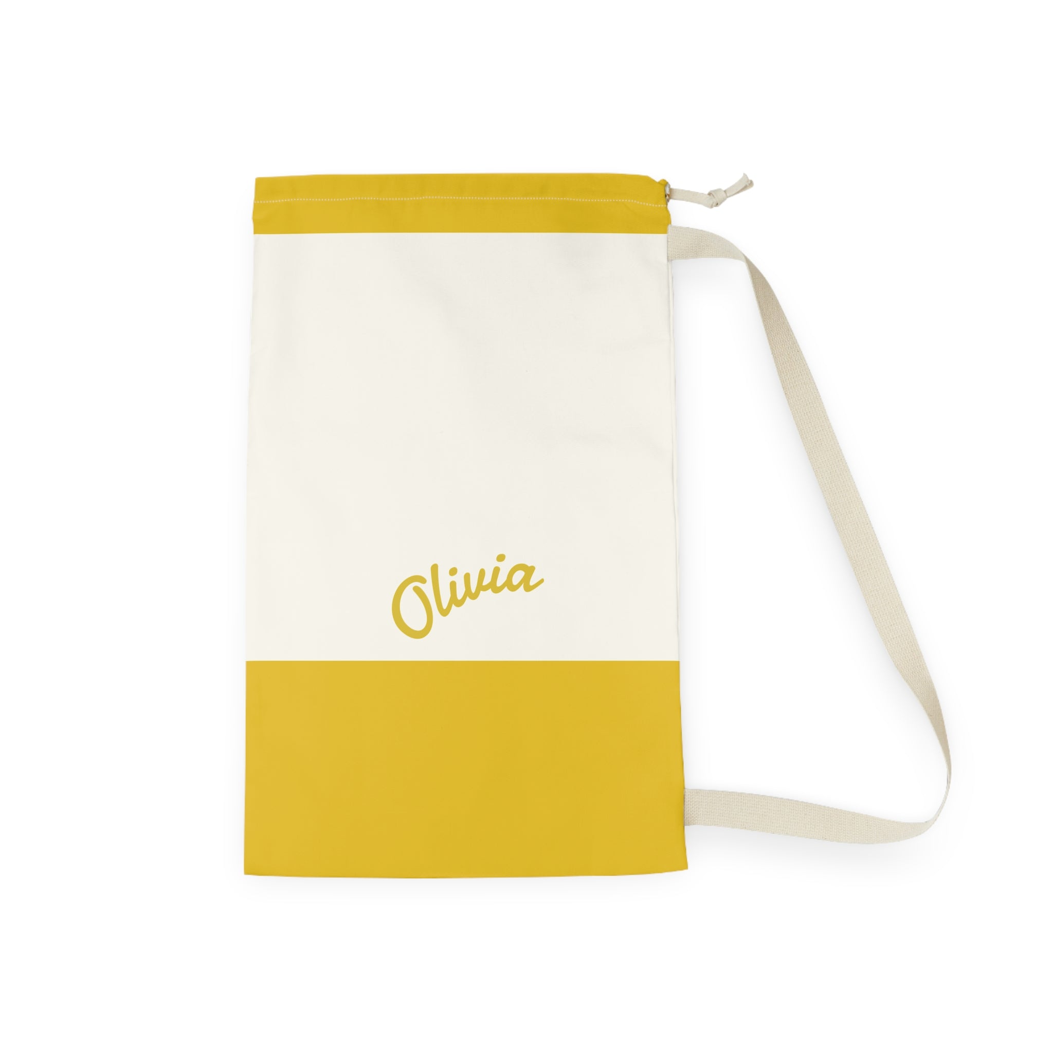 Personalized Laundry Bag | Custom Canvas Drawstring Laundry Bag | Large Reusable Laundry Sack | Personalized Yellow Canvas Laundry Bag