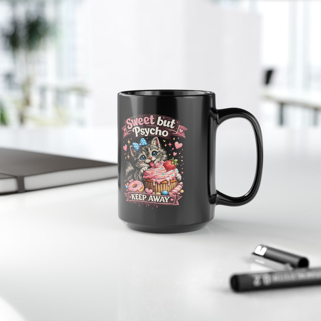 Sweet But Psycho Mug Cute Cat Coffee Cup Funny Kitty Humor Gift for Cat Lovers