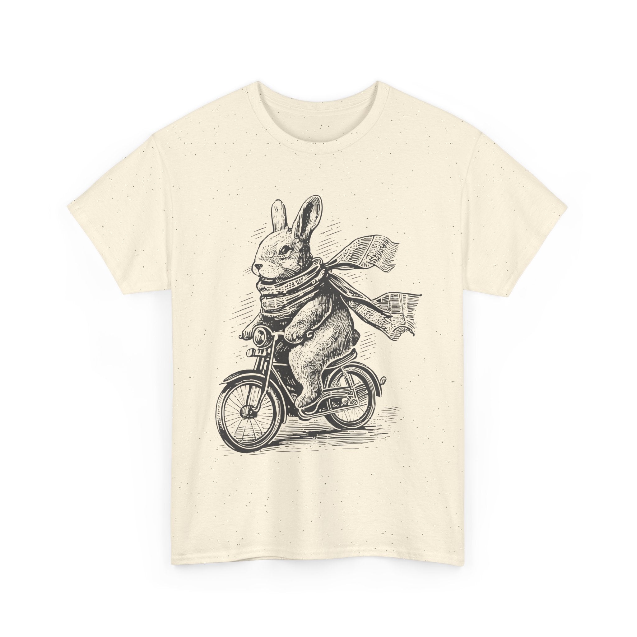 Cute Bunny Riding Bicycle T Shirt Funny Rabbit Illustration Tee Vintage Animal Shirt Gift for Animal Lovers