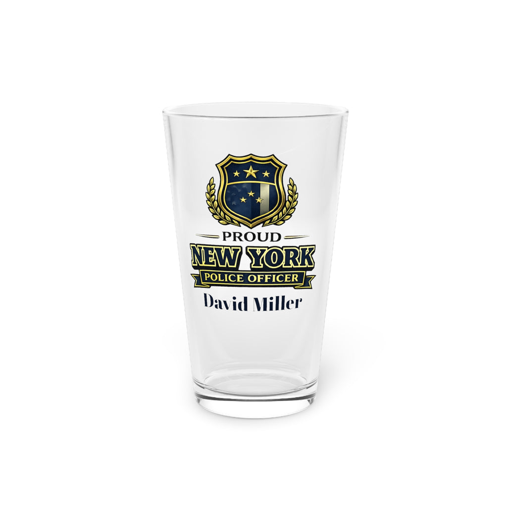 Personalized New York Police Officer Pint Glass 16oz, Custom NY Cop Gift, Police Retirement Gift, Law Enforcement Gift for Him