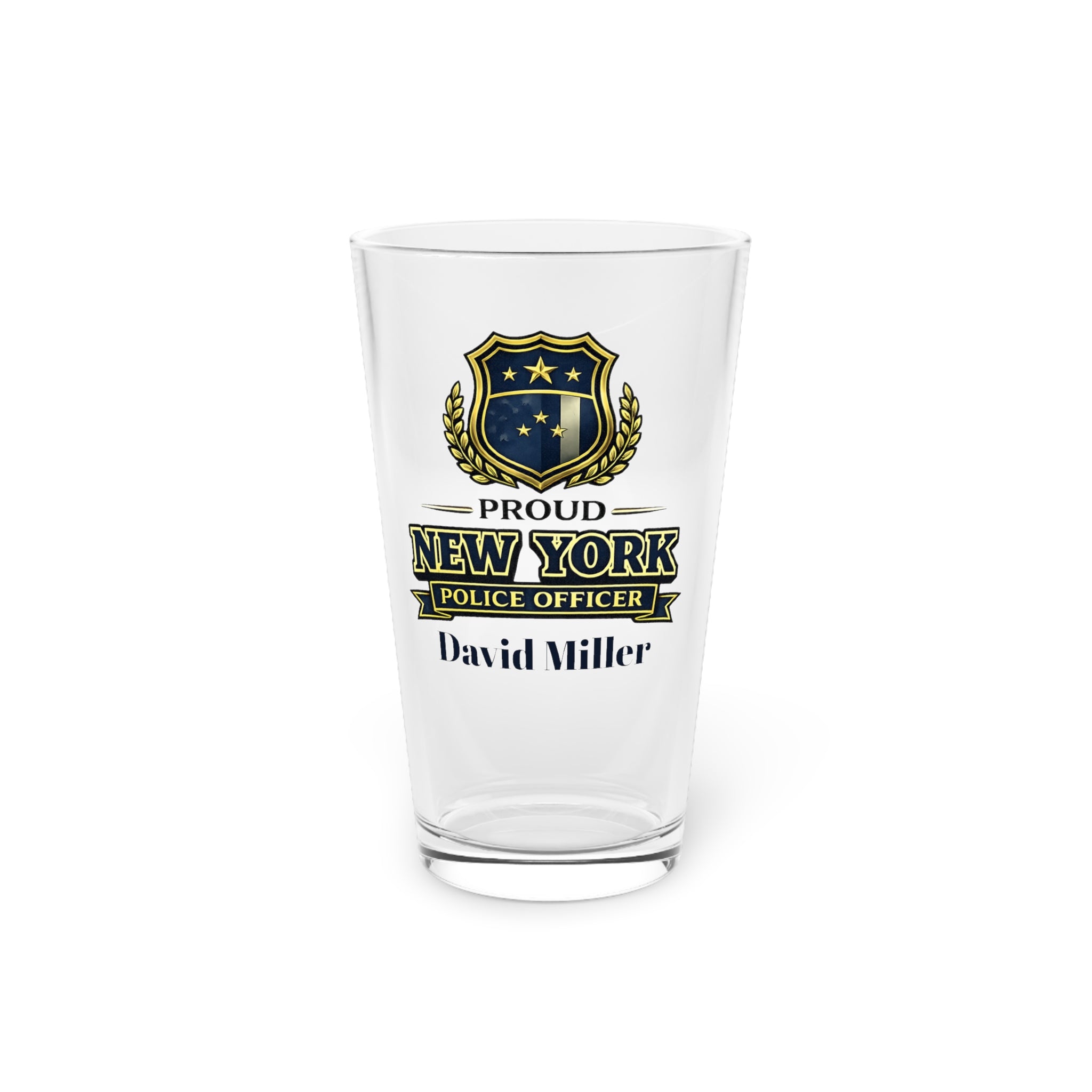 Personalized New York Police Officer Pint Glass 16oz, Custom NY Cop Gift, Police Retirement Gift, Law Enforcement Gift for Him
