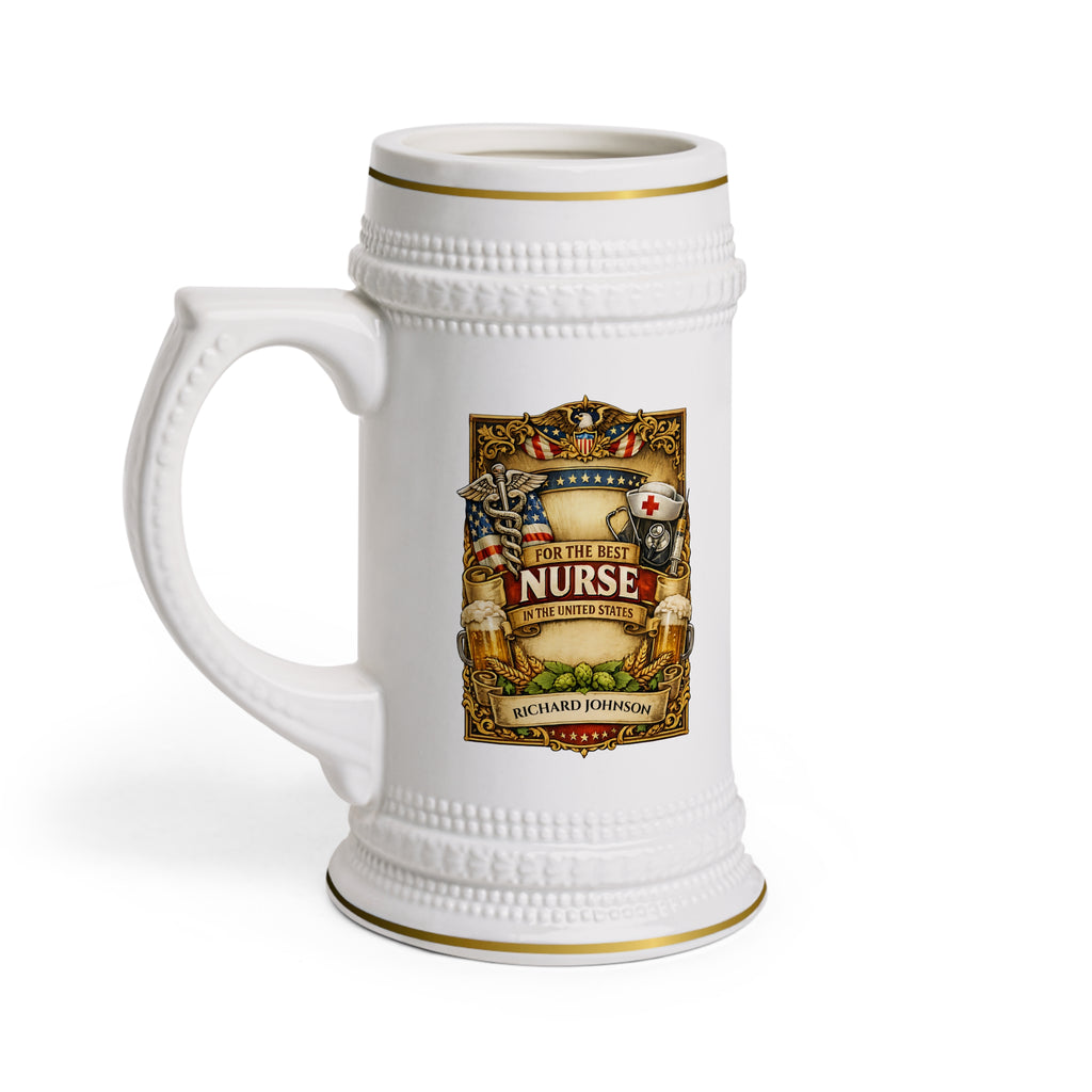 Personalized Nurse Beer Stein 22oz - Custom Name Nurse Mug, Best Nurse Gift