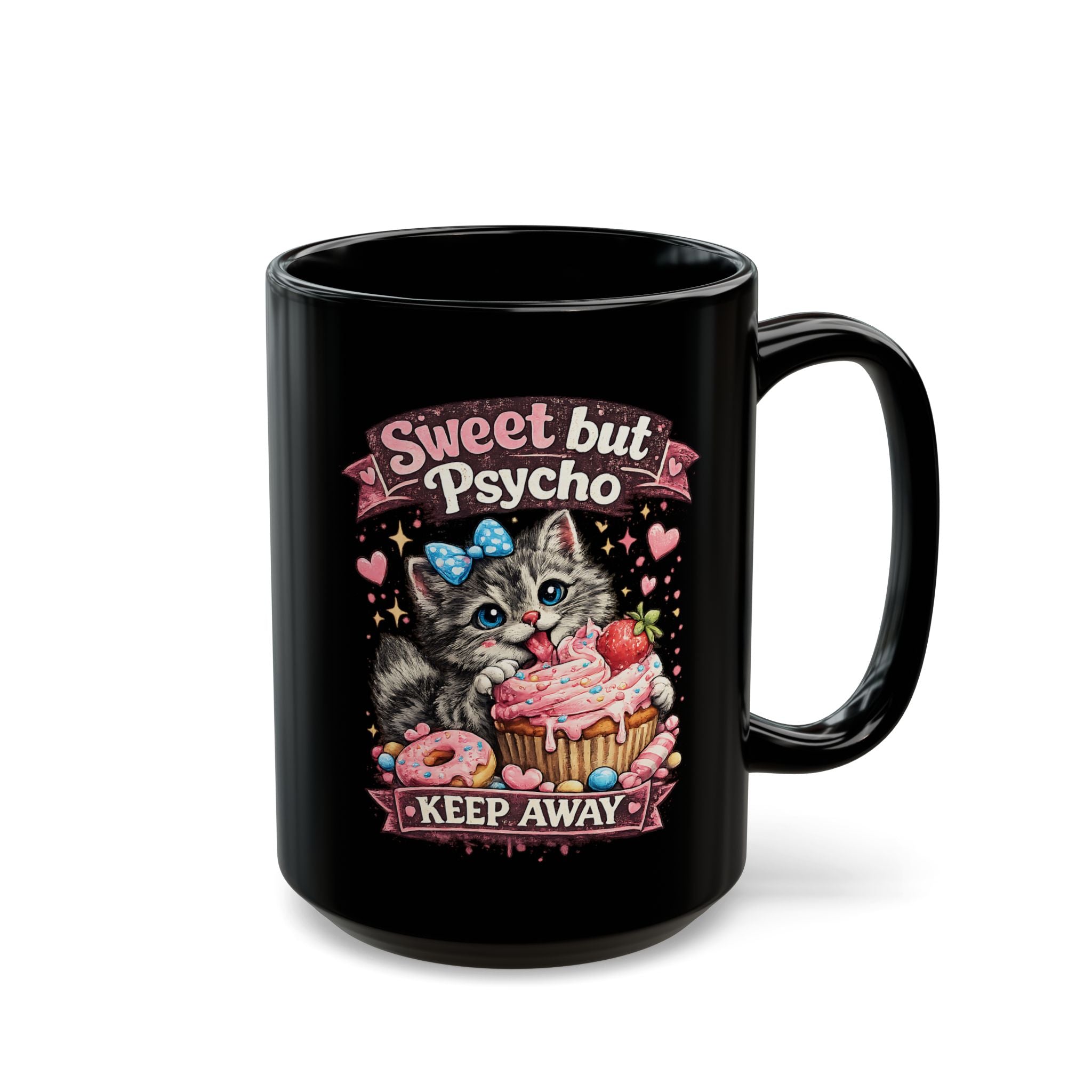 Sweet But Psycho Mug Cute Cat Coffee Cup Funny Kitty Humor Gift for Cat Lovers