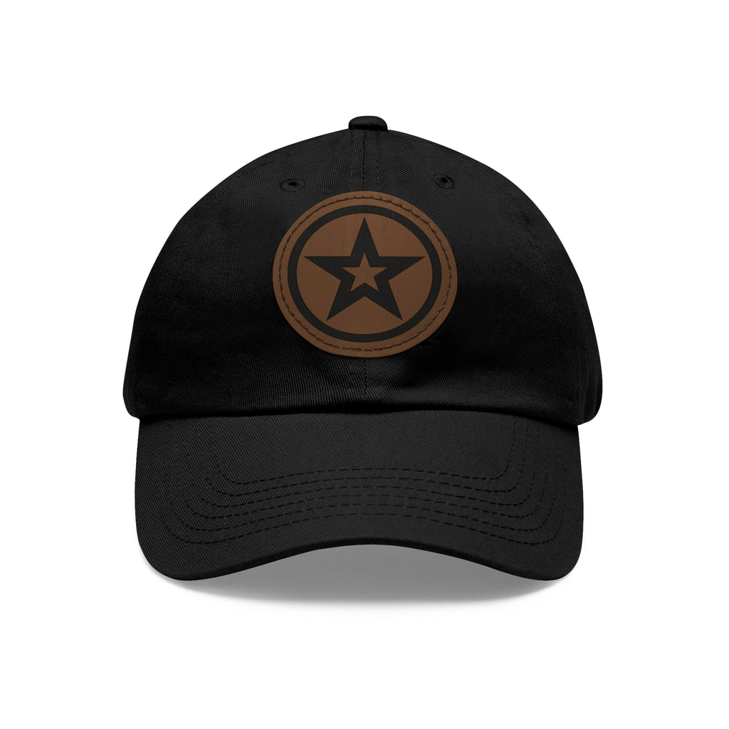 Star Patch Dad Hat  Leather Round Patch Baseball Cap