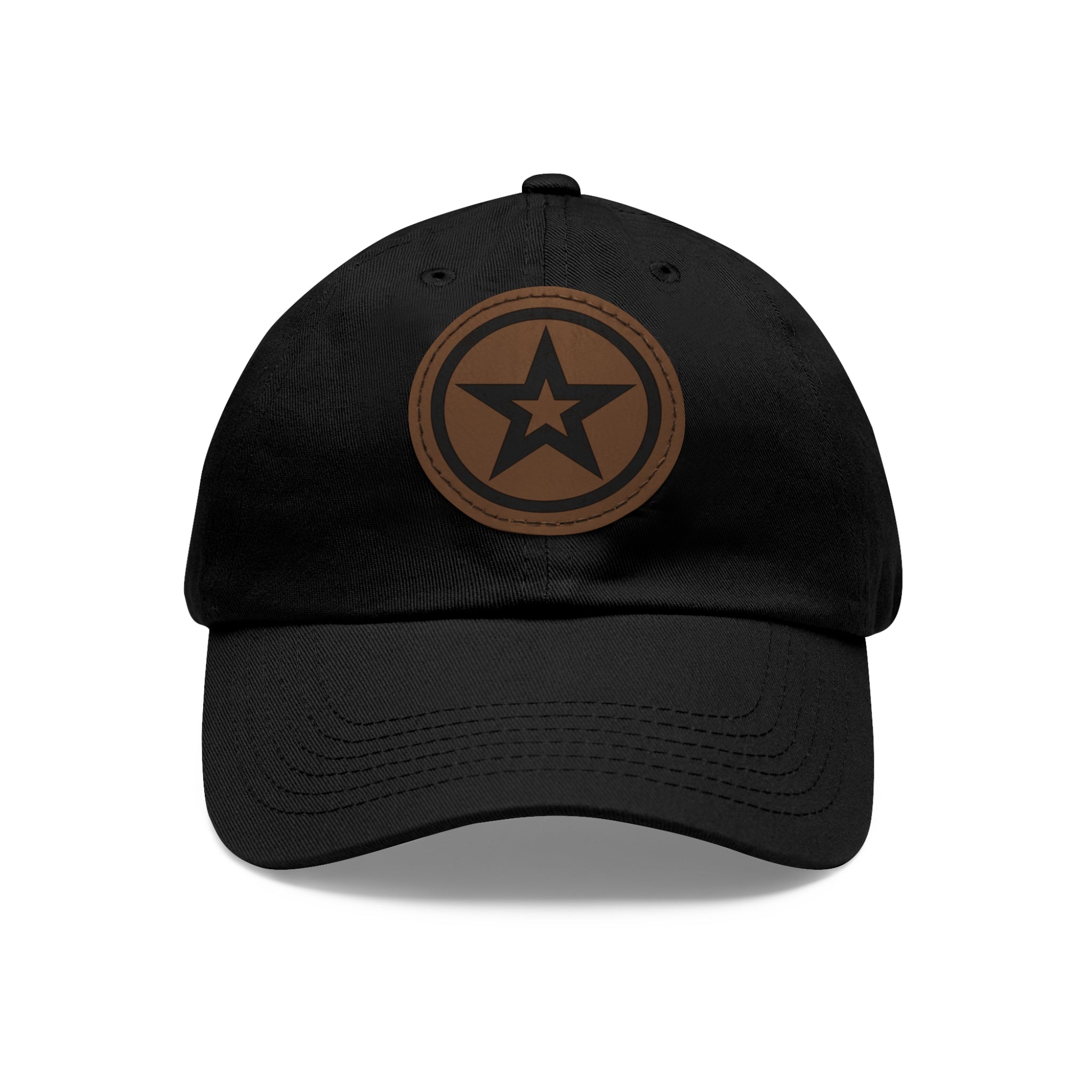 Star Patch Dad Hat  Leather Round Patch Baseball Cap