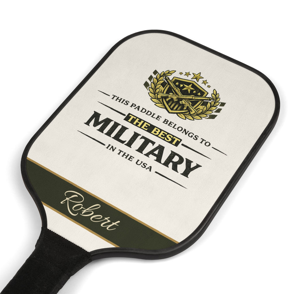 Personalized Military Pickleball Paddle Set | Custom Army Veteran Gift for Him | Patriotic USA Paddle | Military Appreciation Gift