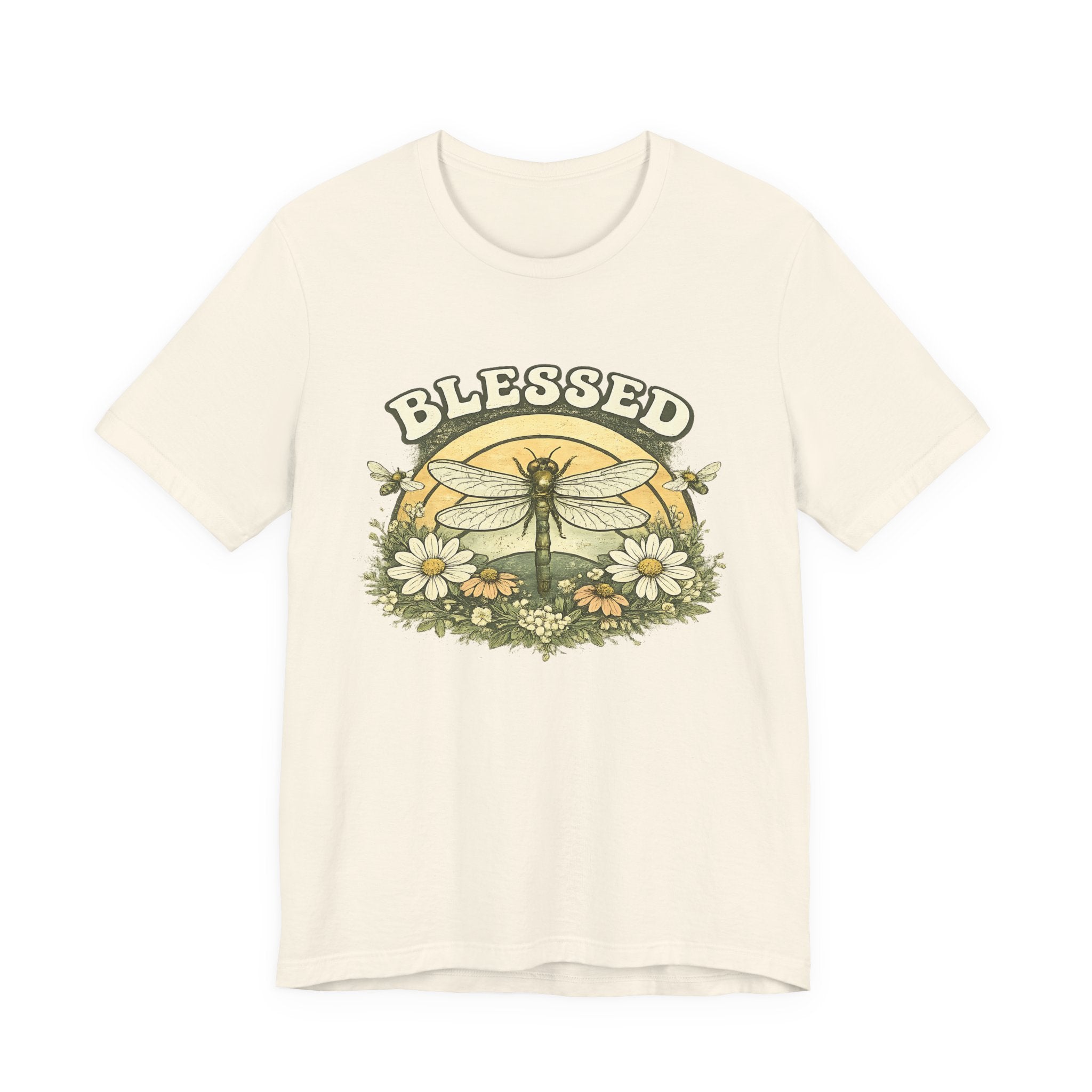 Blessed Dragonfly Shirt Floral Nature T Shirt Boho Faith Tee Vintage Botanical Graphic