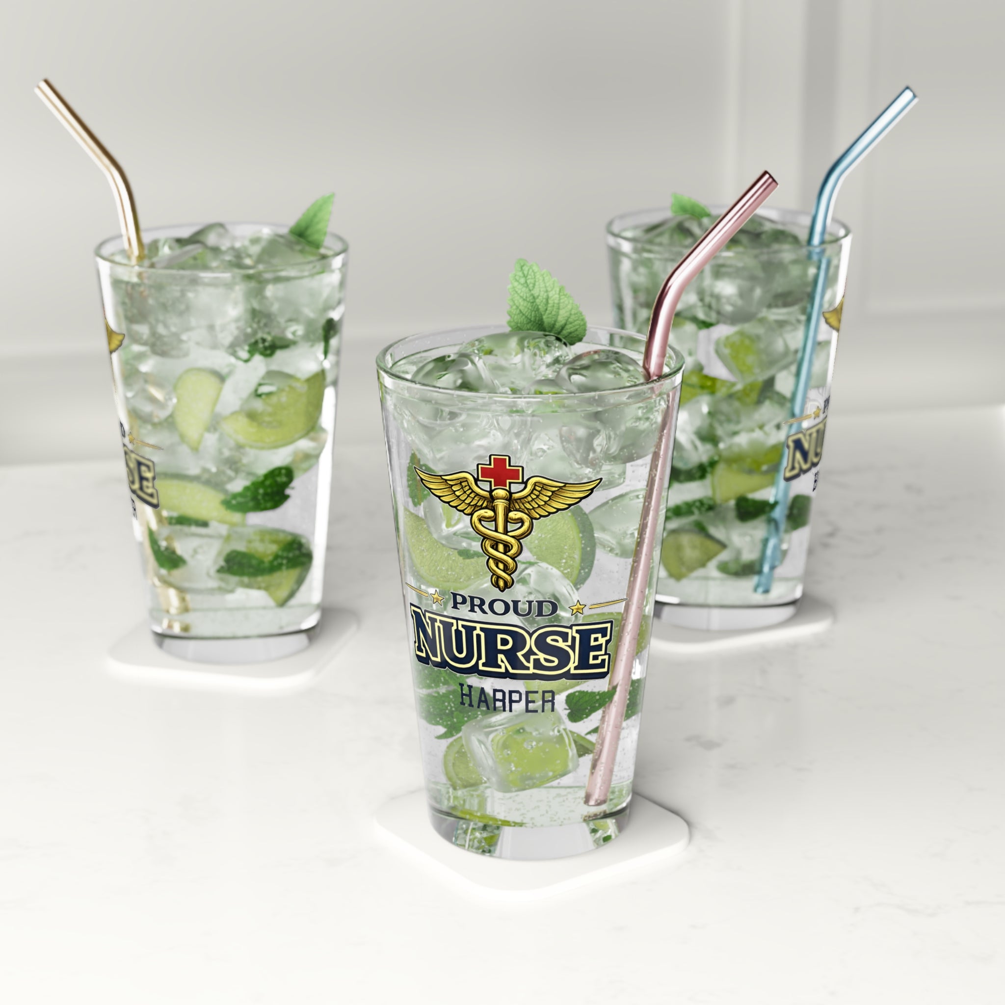 Personalized Nurse Pint Glass | Proud Nurse Gift with Name | RN Graduation Gift | Custom Nurse Beer Glass 16oz