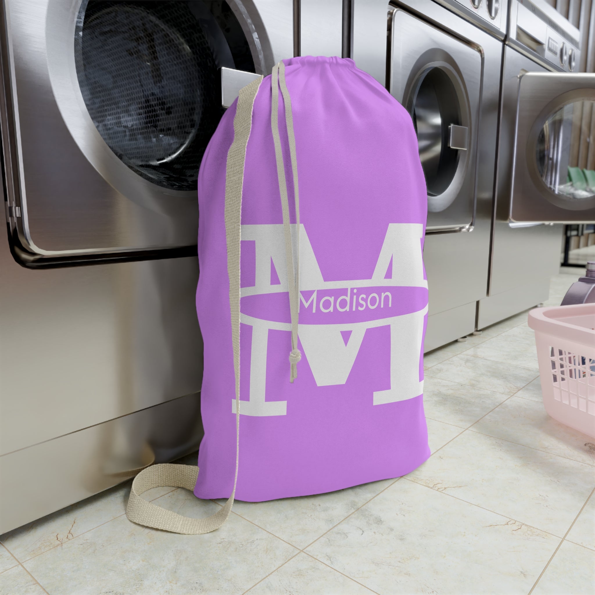 Personalized Monogram M Laundry Bag Personalized Initial Drawstring