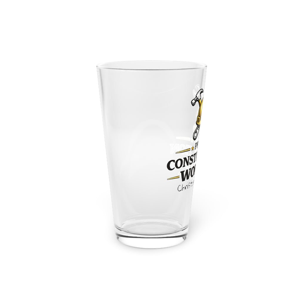 Personalized Construction Worker Pint Glass  Proud Construction Worker Beer Glass with Custom Name  Contractor Gift for Him