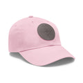 Embroidered Bee Leather Patch Dad Hat  Pink Round Patch Baseball Cap