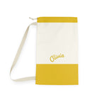 Personalized Laundry Bag | Custom Canvas Drawstring Laundry Bag | Large Reusable Laundry Sack | Personalized Yellow Canvas Laundry Bag
