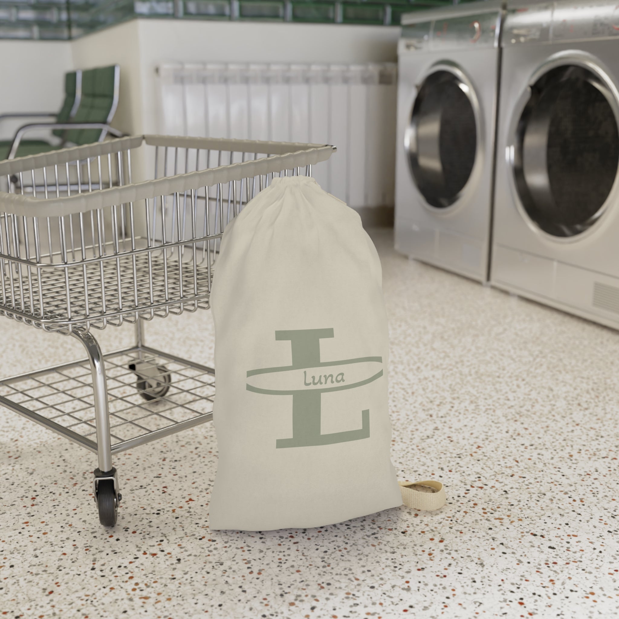 Monogram L with Name Laundry Bag | Personalized Initial Canvas Laundry Bag