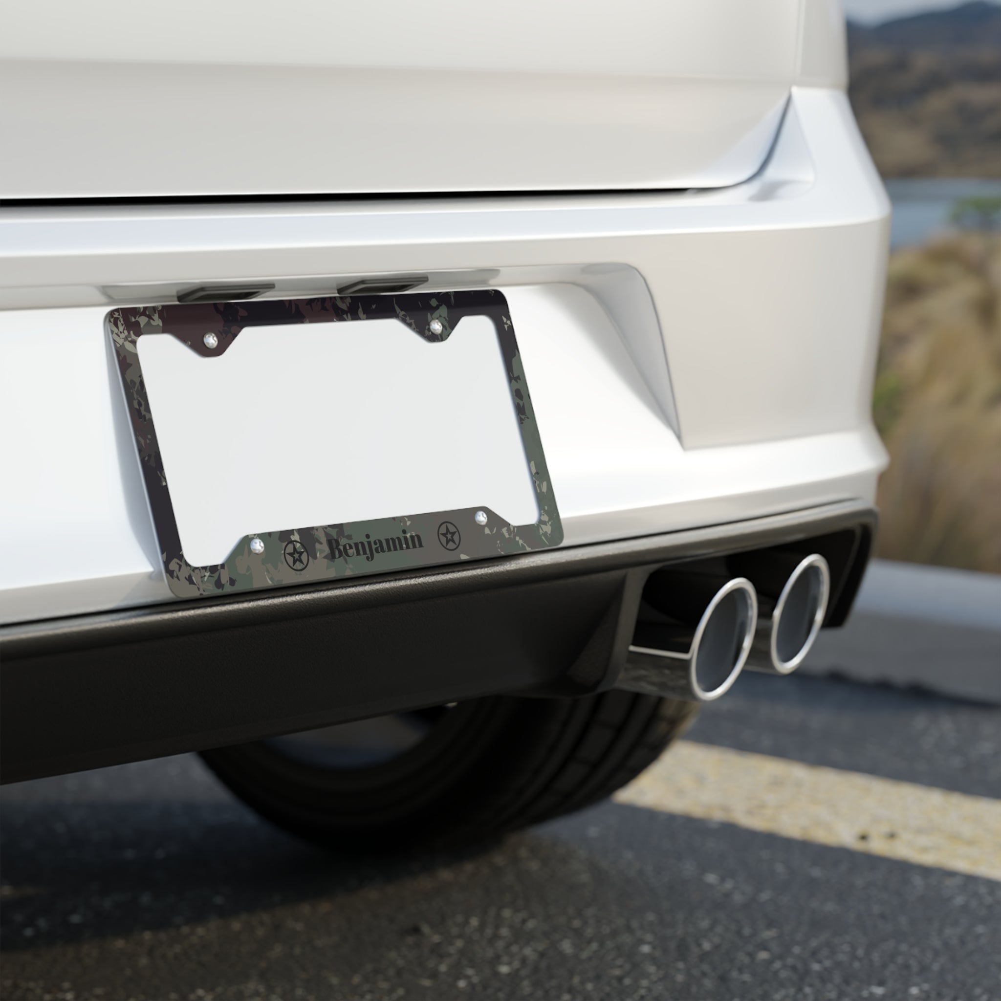 Personalized Camo License Plate Frame Custom Name Metal Car Tag Holder