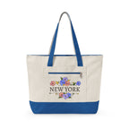 New York floral script Zippered Canvas Tote | city bouquet design