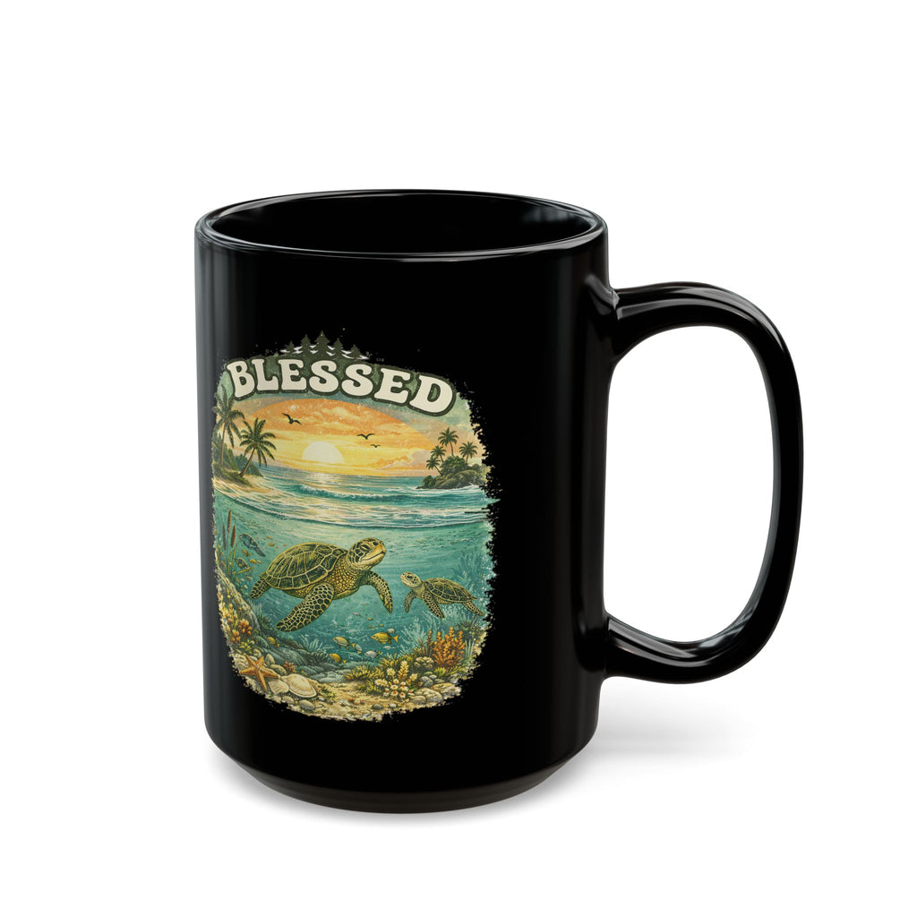Blessed Sea Turtle Mug Ocean Coffee Cup Christian Beach Nature Gift