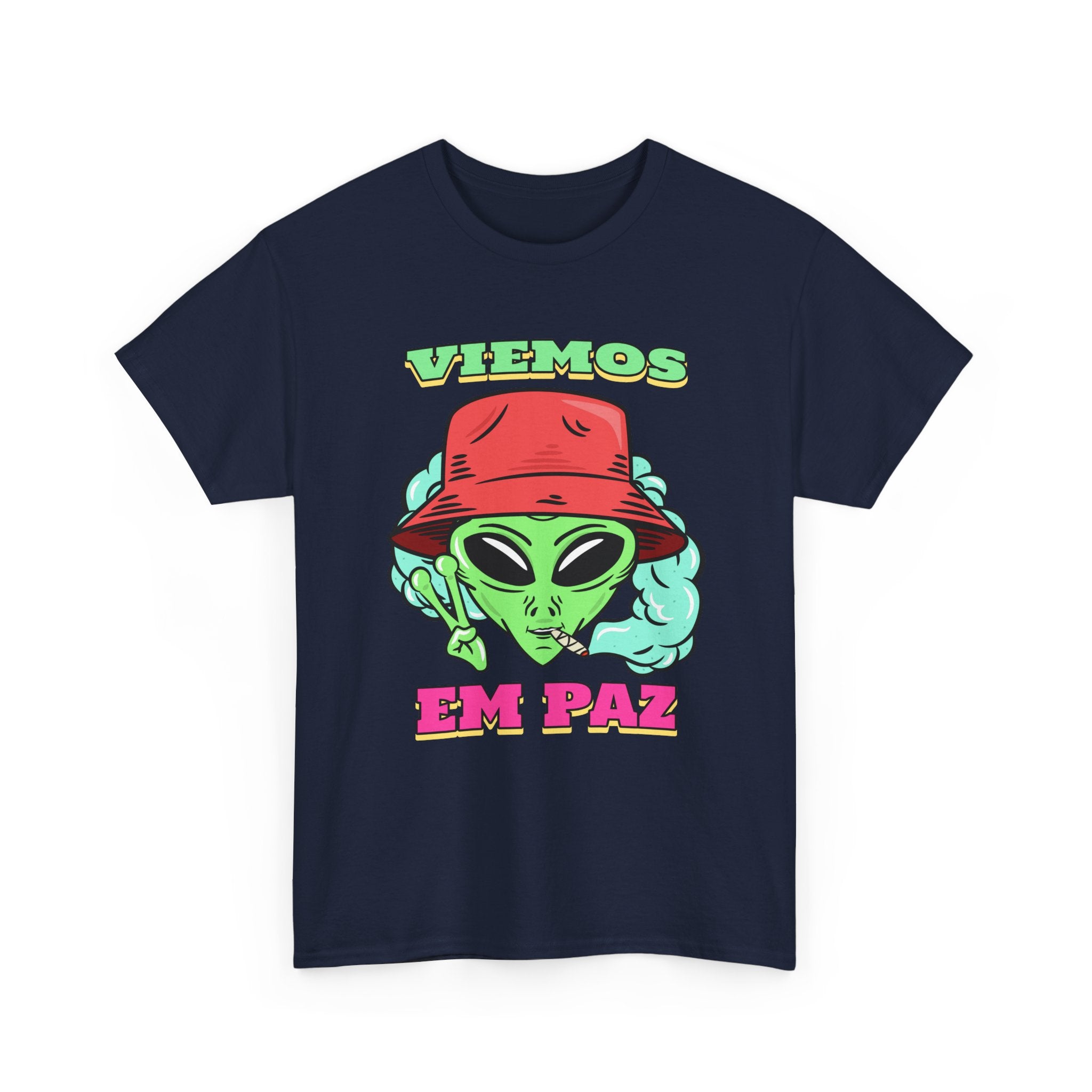 Alien Peace T-Shirt  Viemos Em Paz Retro Graphic Tee