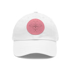 Embroidered Bee Leather Patch Dad Hat  Pink Round Patch Baseball Cap