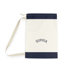 Navy Block Monogram Laundry Bag | Personalized Drawstring Tote