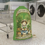 Crazy Plant Cat Laundry Bag | Cat Gardener Illustration, Green Drawstring