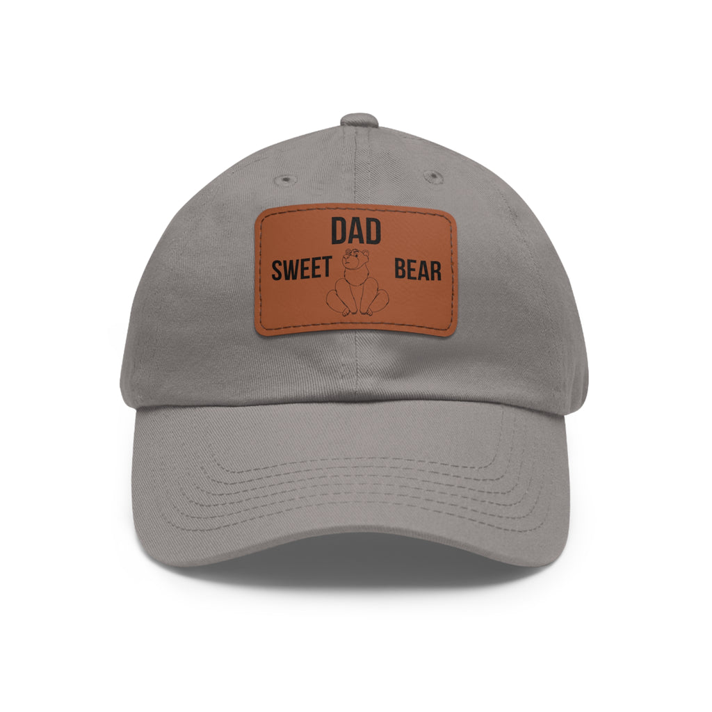 Dad Hat with Leather Patch Dad Sweet Bear Embroidered Cap