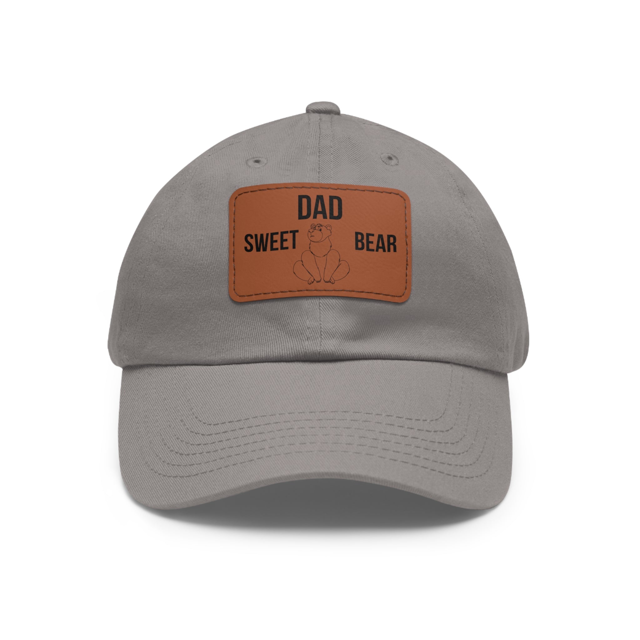 Dad Hat with Leather Patch Dad Sweet Bear Embroidered Cap