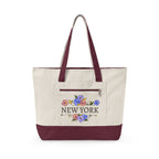 New York floral script Zippered Canvas Tote | city bouquet design