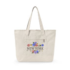 New York floral script Zippered Canvas Tote | city bouquet design