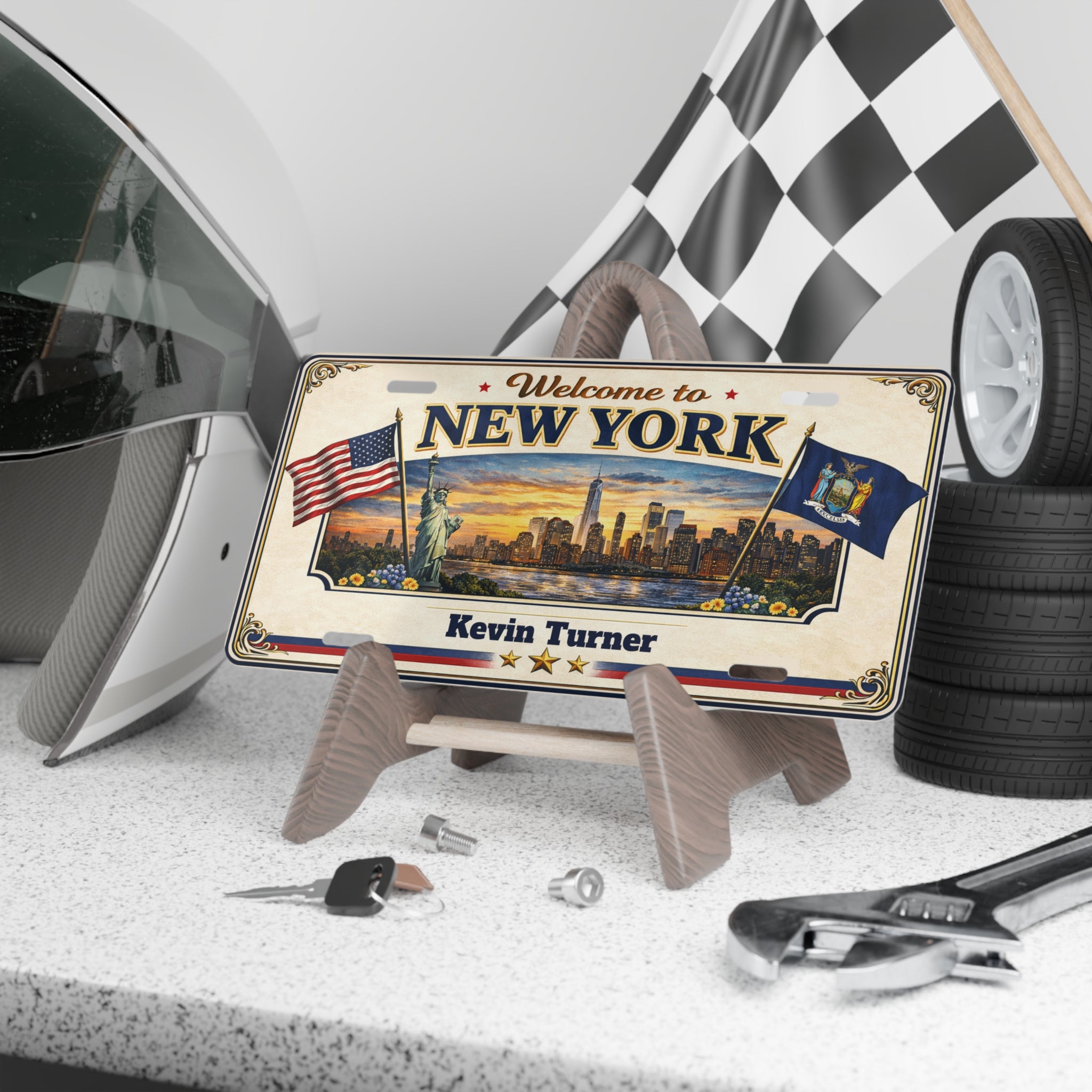 Personalized New York License Plate Sign Custom Name NYC Wall Decor | Vintage USA City Metal Sign